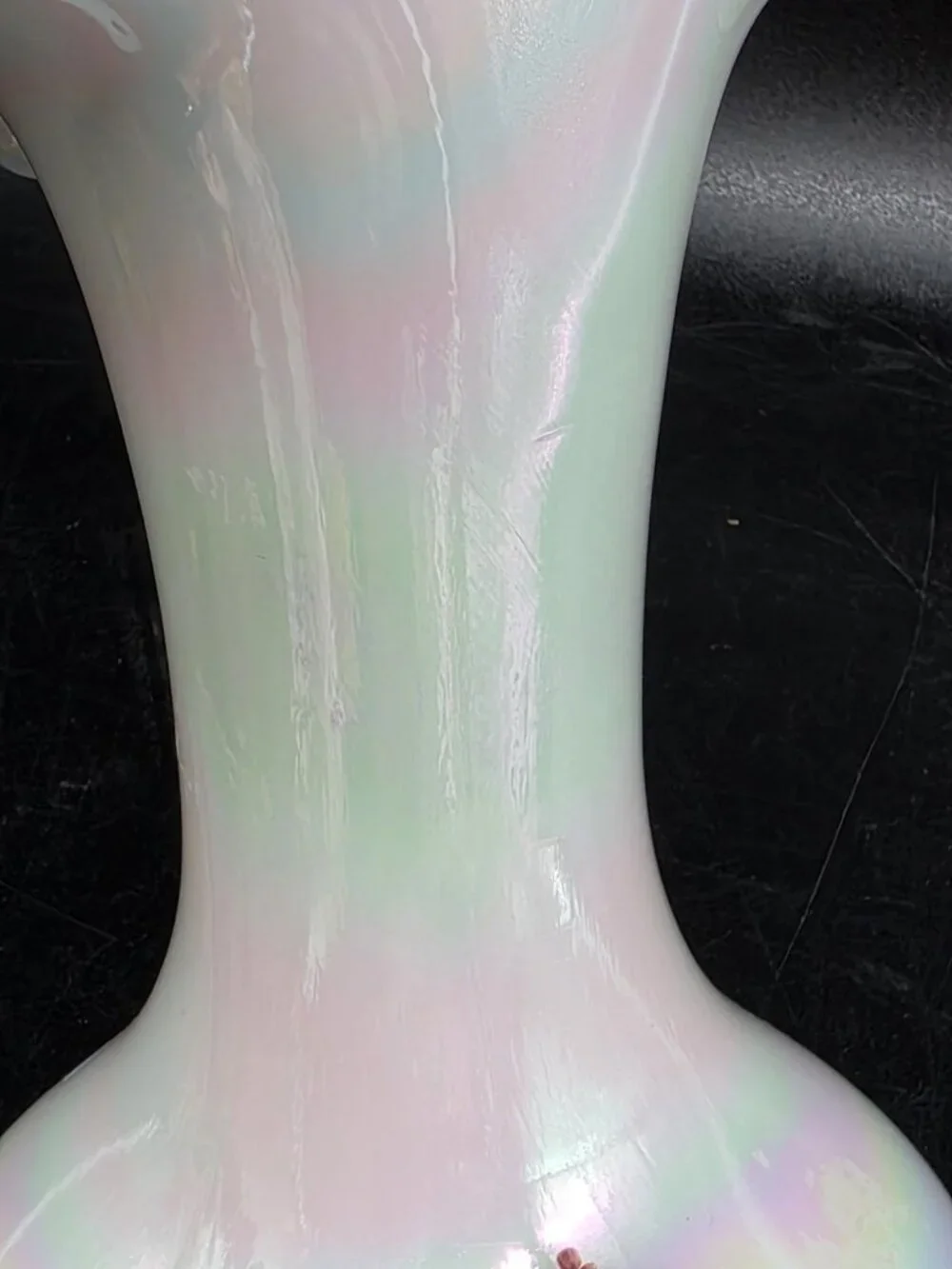 Vintage Fenton White Iridescent Jack in the Pulpit Ruffled Vase Signed, Numbered